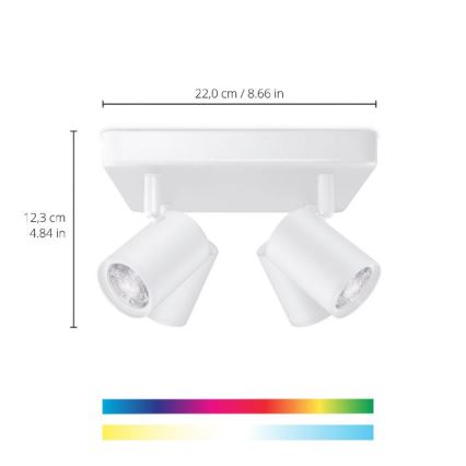 WiZ - Spot LED RVBW à intensité variable IMAGEO 4xGU10/4,9W/230V 2200-6500K Wi-Fi CRI 90 blanc