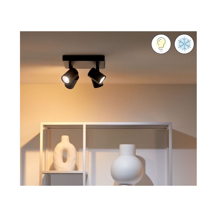 WiZ - Spot LED RVBW à intensité variable IMAGEO 4xGU10/4,9W/230V 2200-6500K Wi-Fi CRI 90 noir