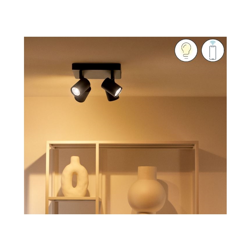 WiZ - Spot LED RVBW à intensité variable IMAGEO 4xGU10/4,9W/230V 2200-6500K Wi-Fi CRI 90 noir