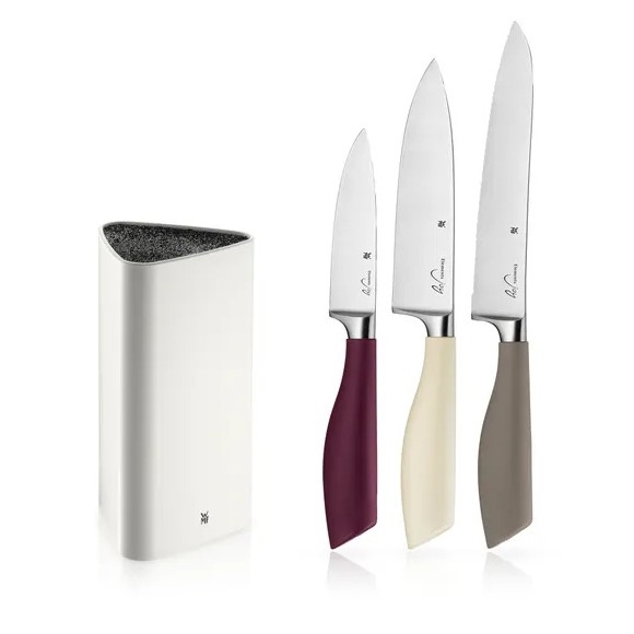 WMF - Ensemble de 4 couteaux de cuisine ELEMENTS avec bloc à couteaux