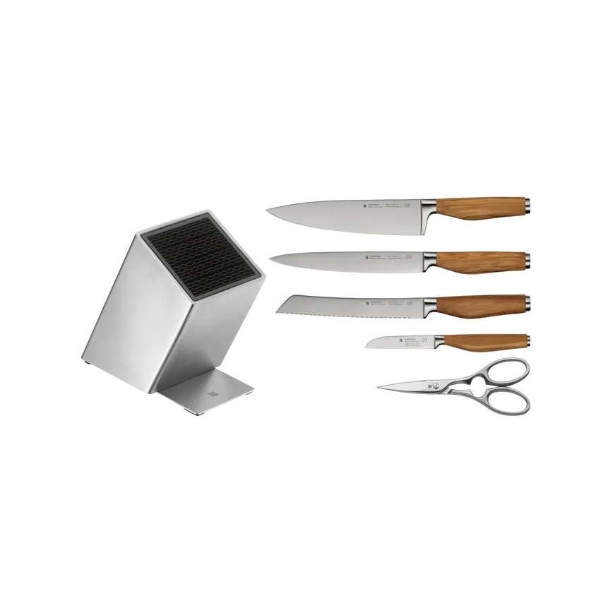 WMF - Ensemble de 6 couteaux de cuisine GRAND WOOD avec bloc à couteaux