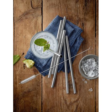 WMF - LOT 6x Pailles en acier inoxydable BARIC + brosse de nettoyage