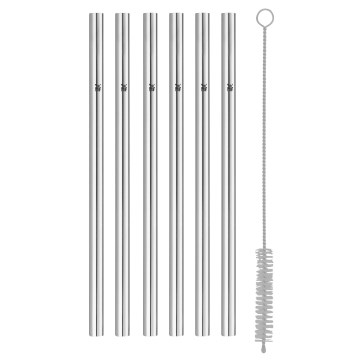 WMF - SET 6x RVS rietjes BARIC + schoonmaakborstel