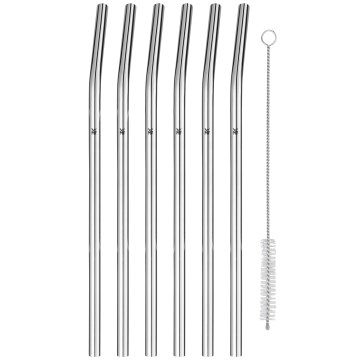 WMF - SET 6x RVS rietjes BARIC + schoonmaakborstel