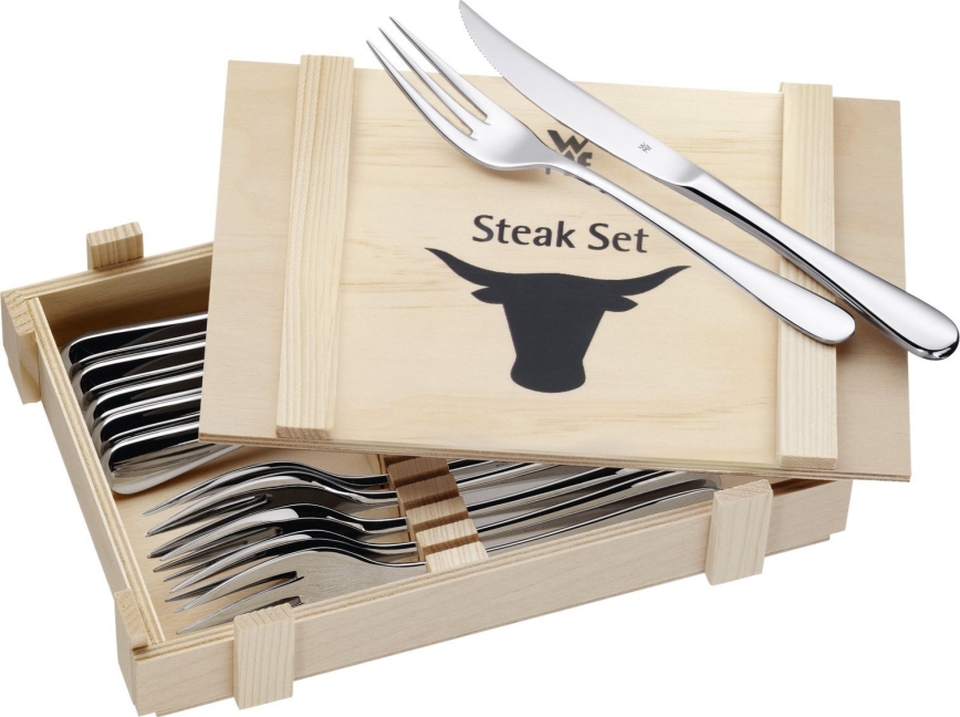 WMF - Set de couverts à steak dans un coffret en bois 12ks
