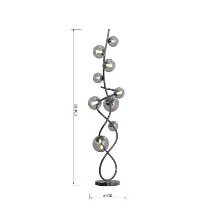 Wofi 3014-905 - Staande LED Lamp NANCY 9xG9/3,5W/230V zwart chroom