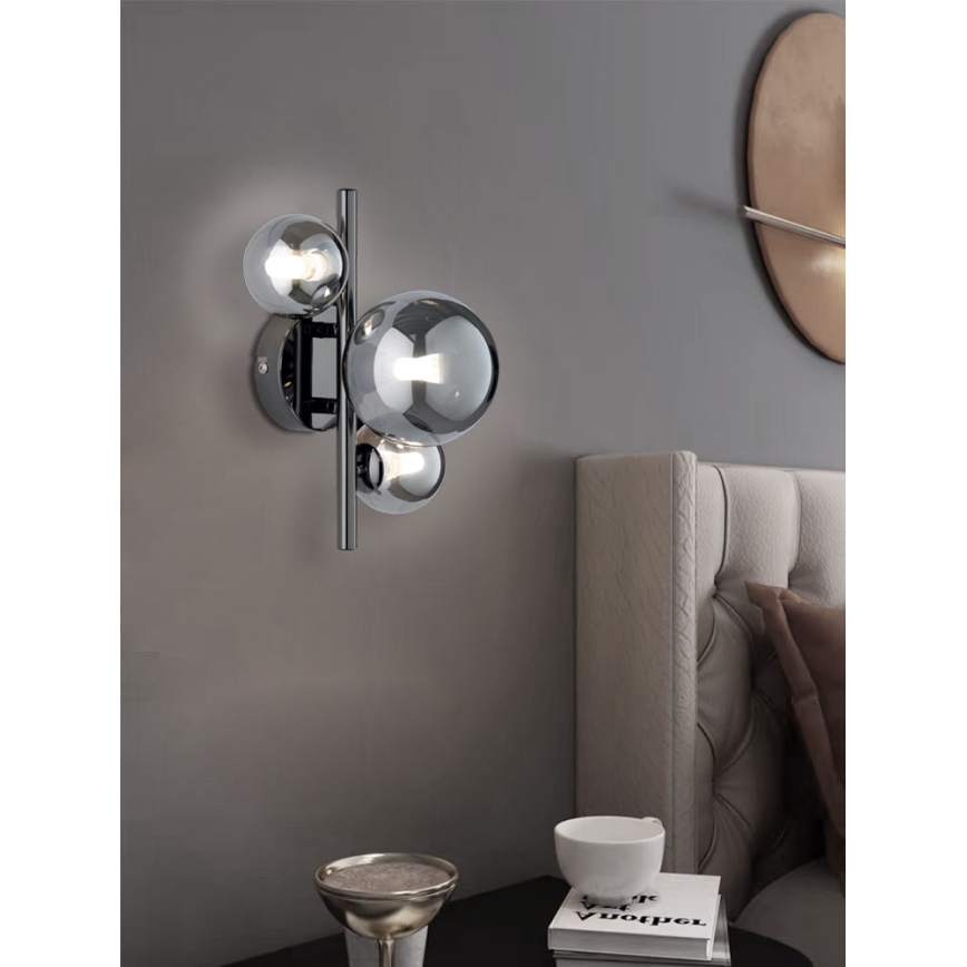 Wofi 4014.03.24.9000 - Applique murale LED VILLA 3xG9/3W/230V noir/chrome brillant