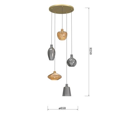 Wofi 5005-501 - Suspension filaire ROUEN 5xE14/40W/230V doré/gris