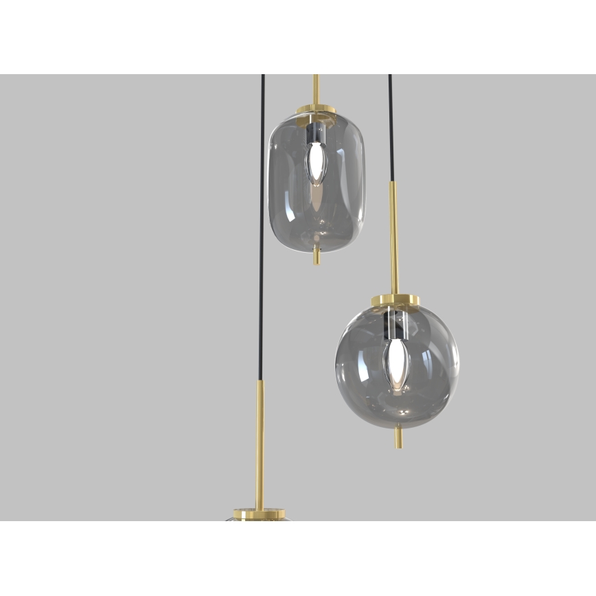 Wofi 5007-302 - Suspension filaire BELLEVILLE 3xE14/40W/230V noir/doré