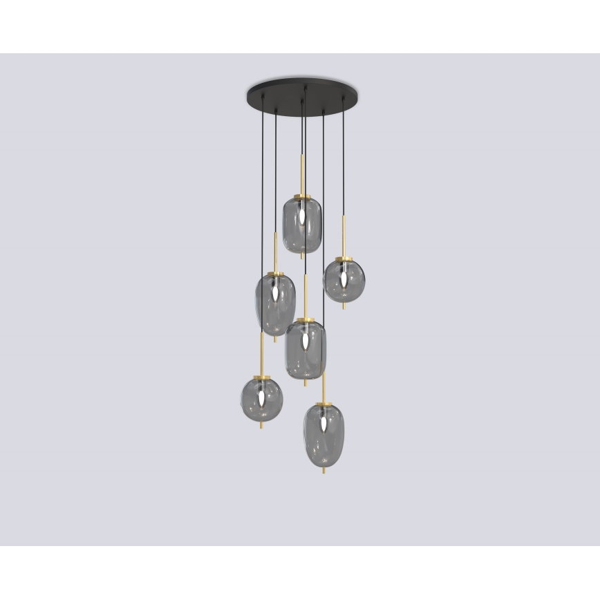 Wofi 5007-502 - Suspension filaire BELLEVILLE 6xE14/40W/230V noir/doré