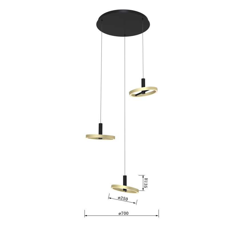 Wofi 5016-304 - Suspension filaire à intensité variable LED BREST LED/26W/230V noir/doré