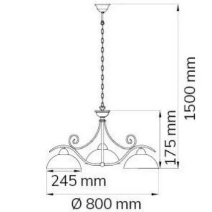 Wofi 5128.03.09.0000 - Hanglamp aan een ketting LACCHINO 3xE27/60W/230V