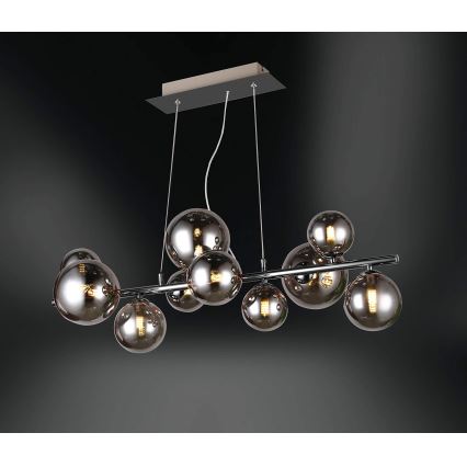 Wofi 6014.10.24.9000 - LED Hanglamp aan een koord VILLA 10xG9/3W/230V zwart chroom