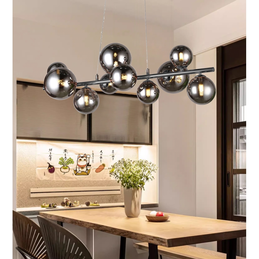 Wofi 6014.10.24.9000 - LED Hanglamp aan kabel VILLA 10xG9/3W/230V zwart/glanzend chroom