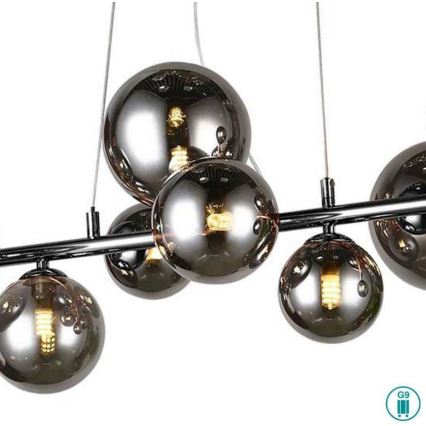 Wofi 6014.10.24.9000 - LED Hanglamp aan kabel VILLA 10xG9/3W/230V zwart/glanzend chroom