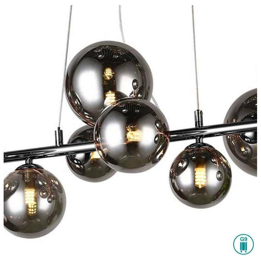 Wofi 6014.10.24.9000 - LED Hanglamp aan kabel VILLA 10xG9/3W/230V zwart/glanzend chroom