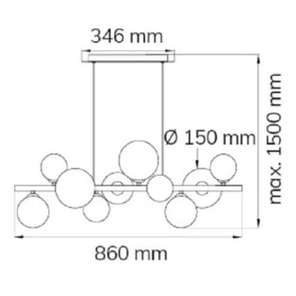 Wofi 6014.10.24.9000 - LED Hanglamp aan kabel VILLA 10xG9/3W/230V zwart/glanzend chroom