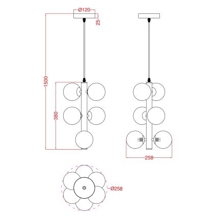 Wofi 6014-601W - LED Hanglamp aan een koord VILLA 6xG9/3W/230V goud
