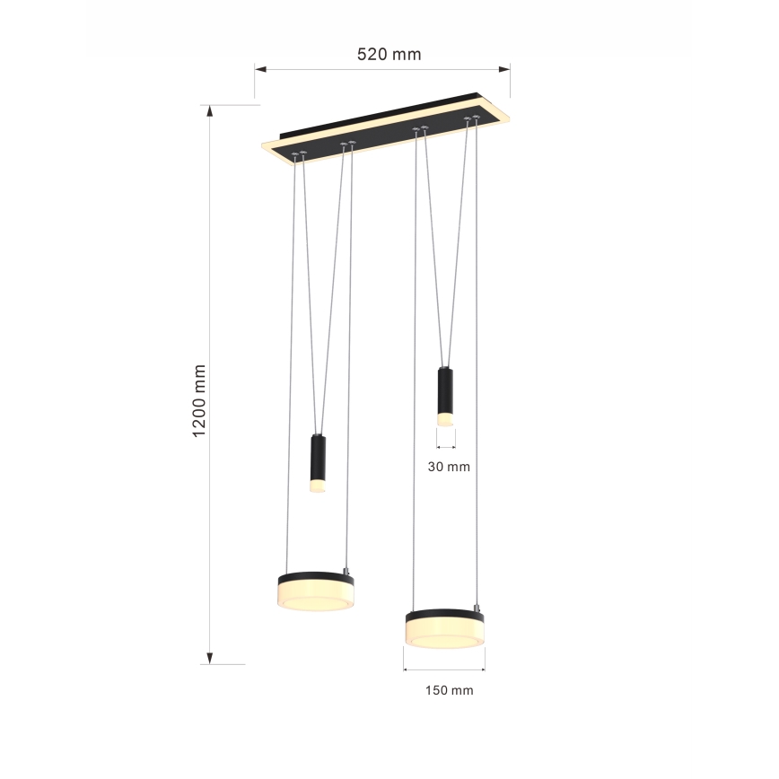 Wofi 6054-502 - Dimbare LED hanglamp aan een koord JESSE LED/21W/230V zwart