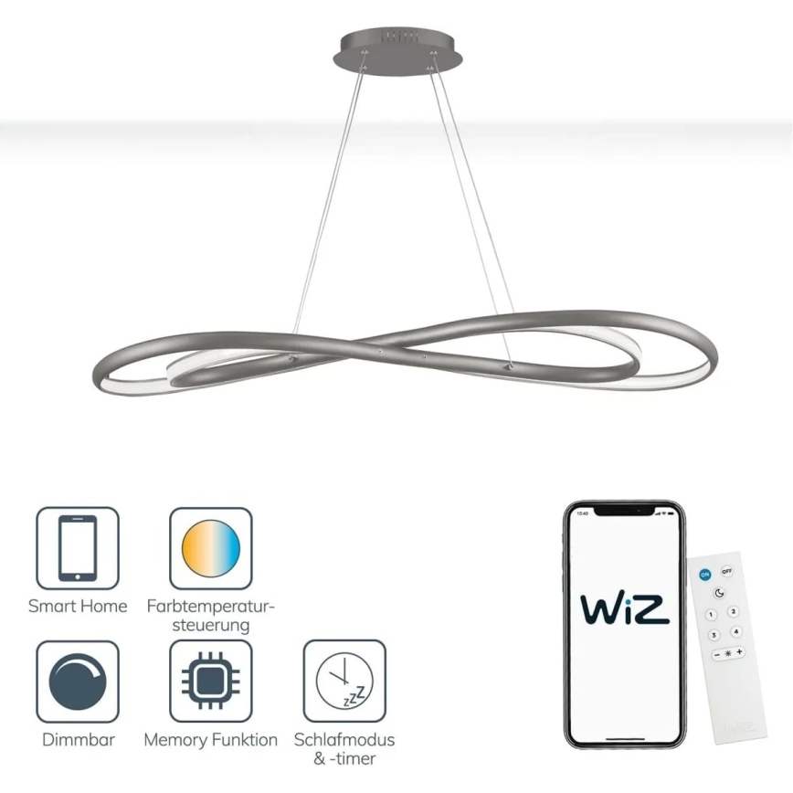 Wofi 6480.02.64.8000 - LED dimbare kroonluchter aan snoer COLLIN LED/27W/230V 2700-6000K Wi-Fi + afstandsbediening