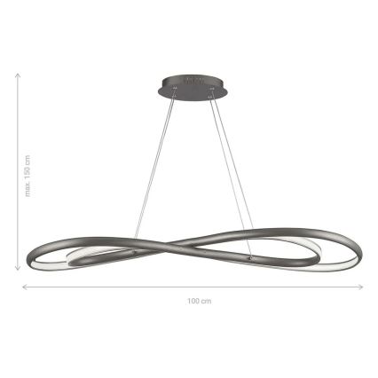 Wofi 6480.02.64.8000 - Suspension filaire à intensité variable COLLIN LED/27W/230V 2700-6000K Wi-Fi + Télécommande