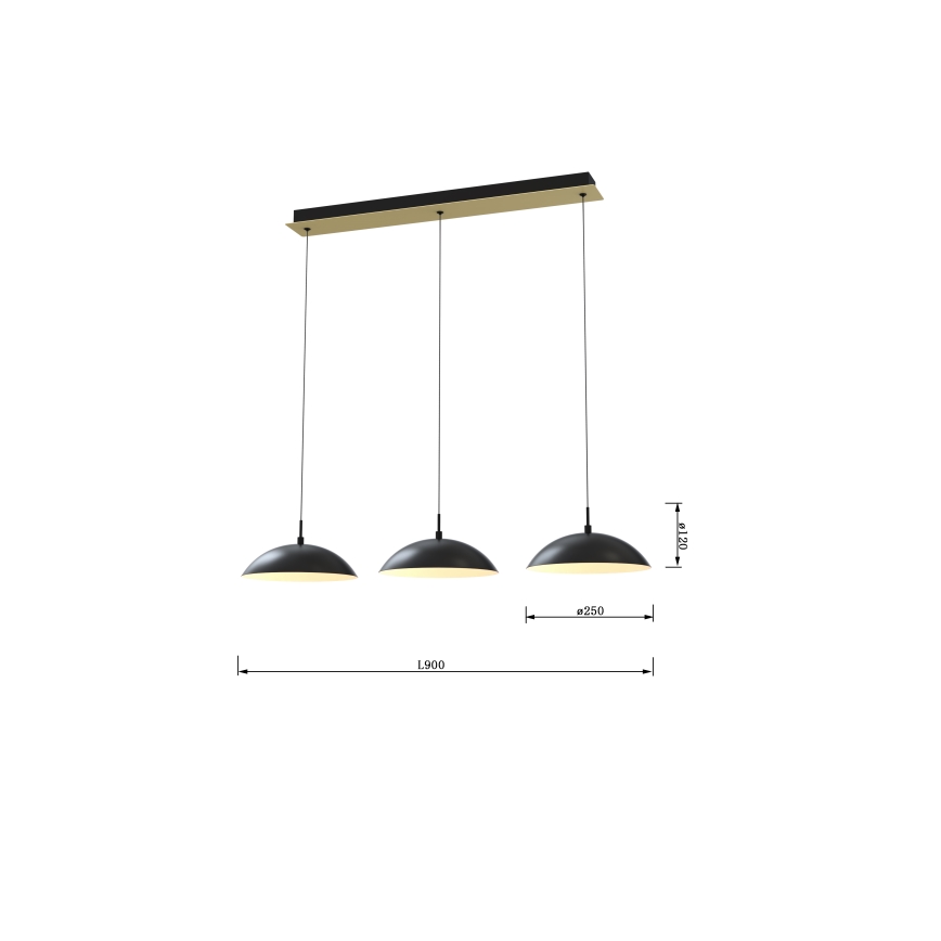 Wofi 7001-304 - Suspension filaire à intensité variable ROSCOFF LED/29W/230V noir/doré