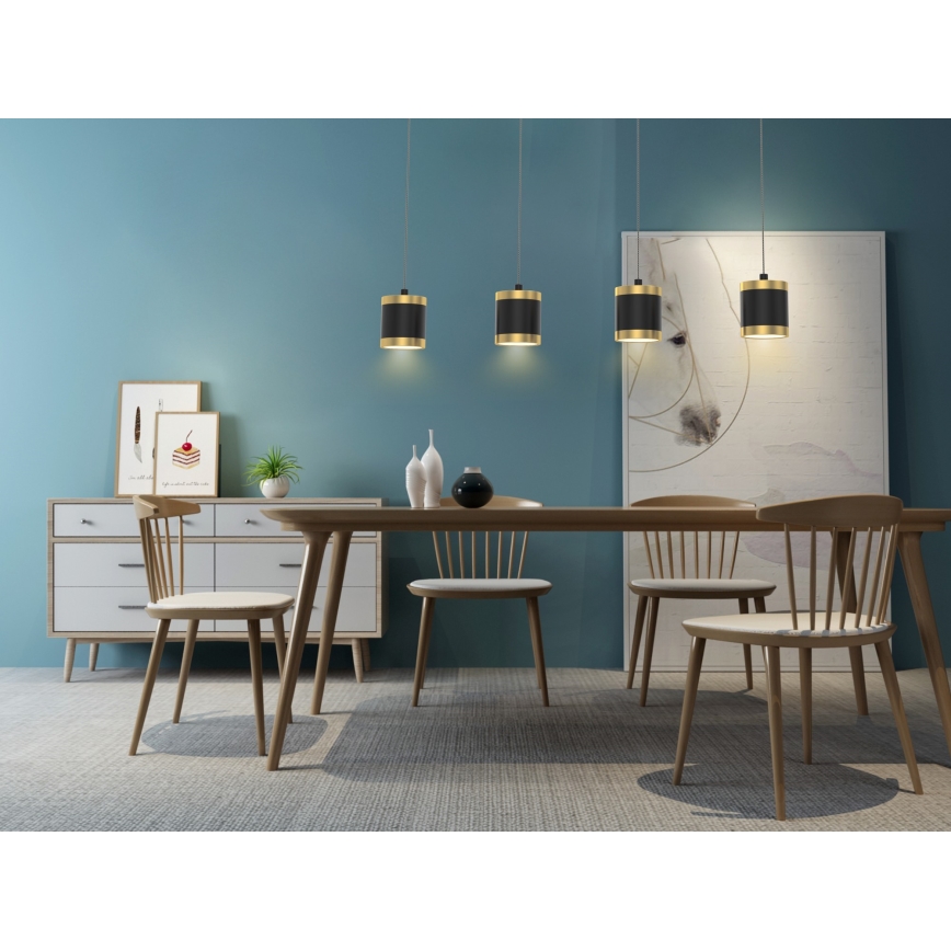 Wofi 7003-404-Suspension filaire à intensité variable TOULOUSE LED/34W/230V noir/doré