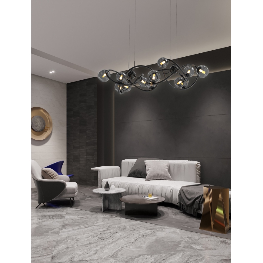 Wofi 7014-1405 - LED Hanglamp aan een koord NANCY 14xG9/3,5W/230V zwart/glanzend chroom