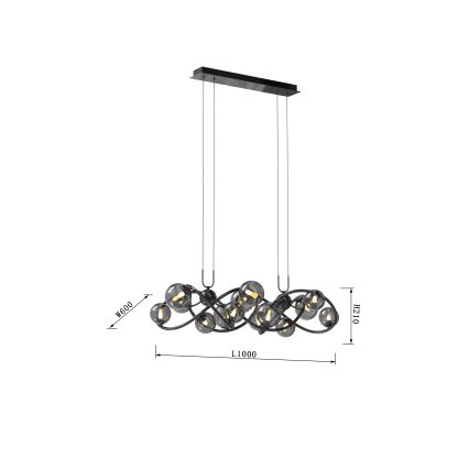 Wofi 7014-1405 - LED Hanglamp aan een koord NANCY 14xG9/3,5W/230V zwart chroom