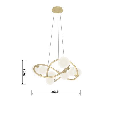 Wofi 7014-801 - LED Hanglamp aan een koord NANCY 8xG9/3,5W/230V goud/wit