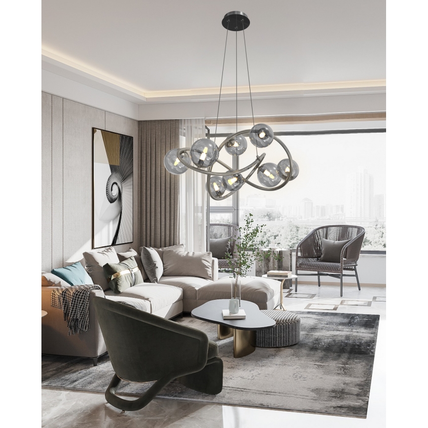 Wofi 7014-805 - LED Hanglamp aan een koord NANCY 8xG9/3,5W/230V zwart/glanzend chroom