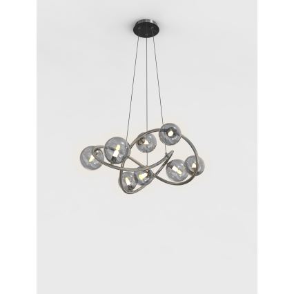 Wofi 7014-805 - LED Hanglamp aan een koord NANCY 8xG9/3,5W/230V zwart/glanzend chroom