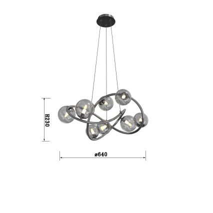 Wofi 7014-805 - LED Hanglamp aan een koord NANCY 8xG9/3,5W/230V zwart/glanzend chroom