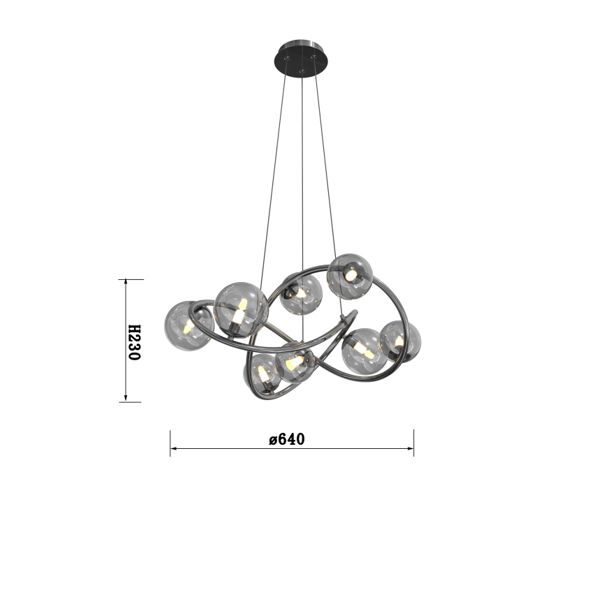 Wofi 7014-805 - LED Hanglamp aan een koord NANCY 8xG9/3,5W/230V zwart/glanzend chroom