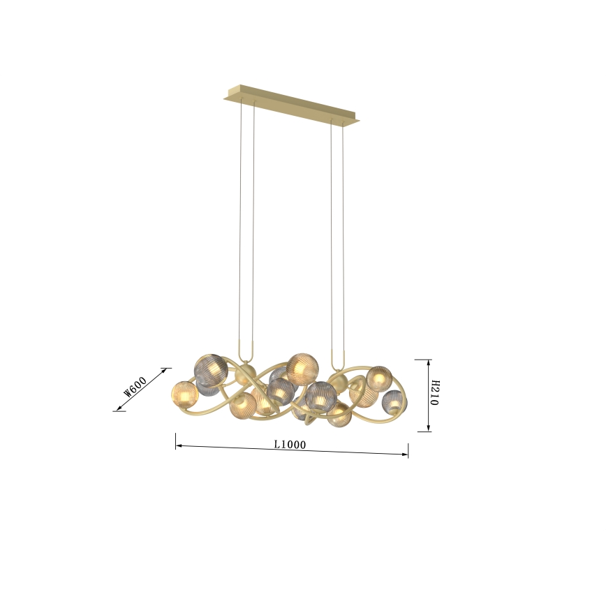 Wofi 7015-1404 - LED Hanglamp aan een koord METZ 14xG9/3,5W/230V goud/grijs