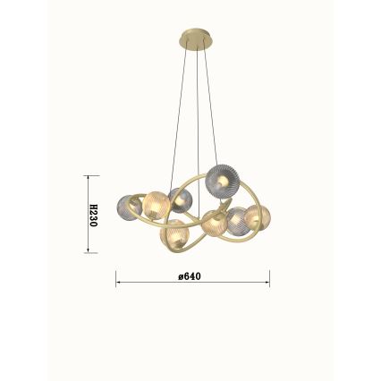 Wofi 7015-804 - LED Hanglamp aan een koord METZ 8xG9/3,5W/230V goud/grijs