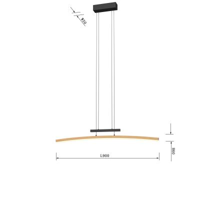 Wofi 7020-106 - Suspension filaire à intensité variable BOLOGNA LED/27W/230V