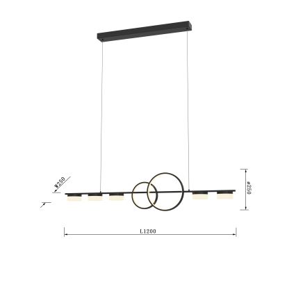Wofi 7030-702 - Dimbare LED hanglamp aan een koord MESSINA LED/57W/230V zwart