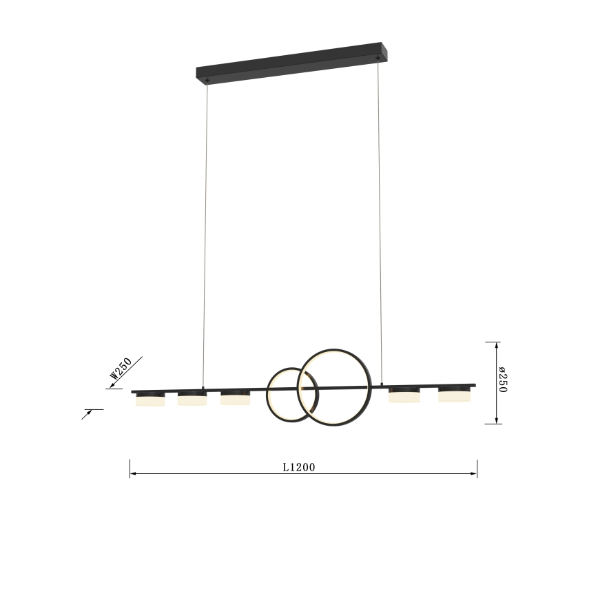 Wofi 7030-702 - Dimbare LED hanglamp aan een koord MESSINA LED/57W/230V zwart