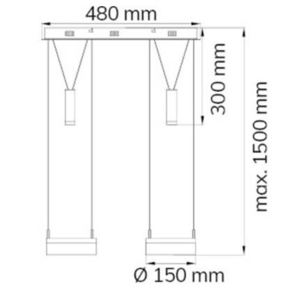 Wofi 7263.04.54.6000 - Suspension filaire à intensité variable LED JETTE 2xLED/7,5W/230V + 2xLED/1W