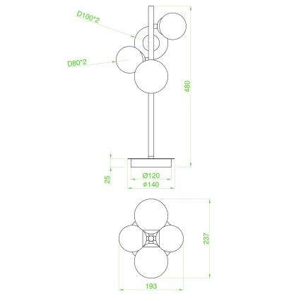 Wofi 8014.04.24.9000 - LED Tafellamp VILLA 4xG9/3W/230V zwart