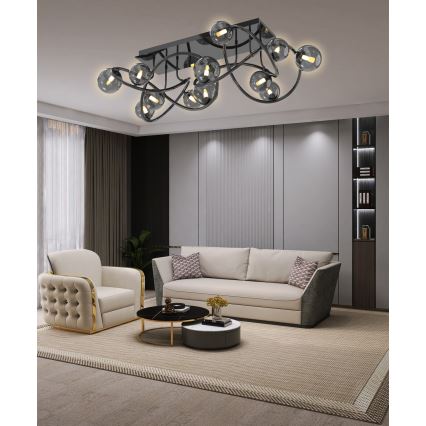 Wofi 9014-1205 - LED Bevestigde Hanglamp NANCY 12xG9/3,5W/230V zwart/glanzend chroom
