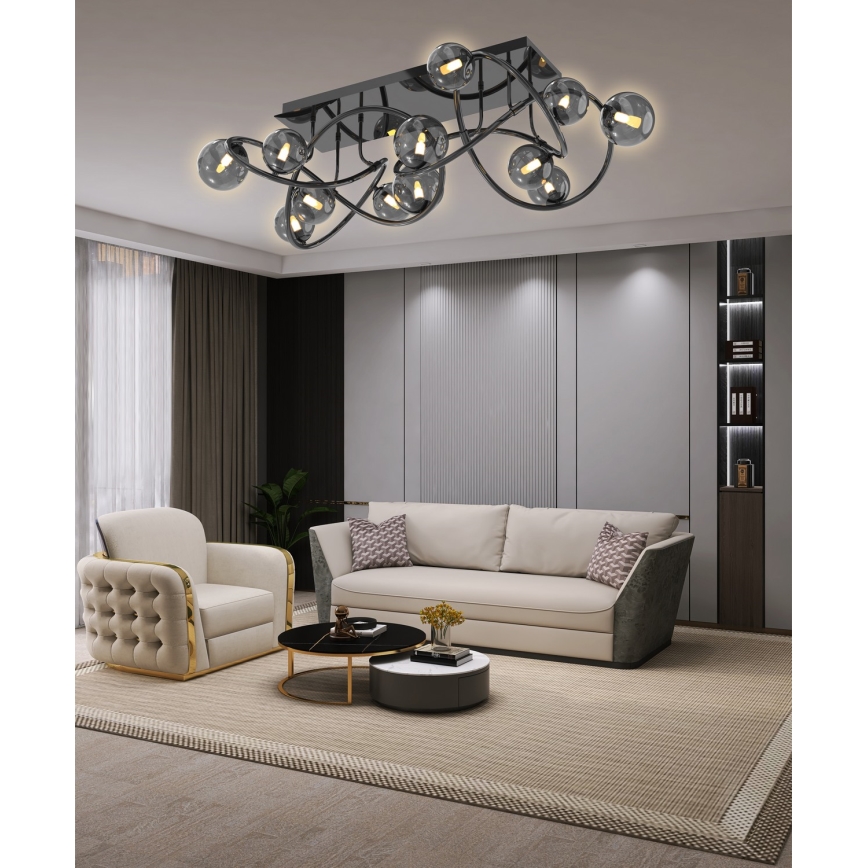Wofi 9014-1205 - LED Bevestigde Hanglamp NANCY 12xG9/3,5W/230V zwart/glanzend chroom