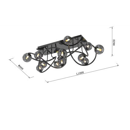 Wofi 9014-1205 - LED Bevestigde Hanglamp NANCY 12xG9/3,5W/230V zwart/glanzend chroom