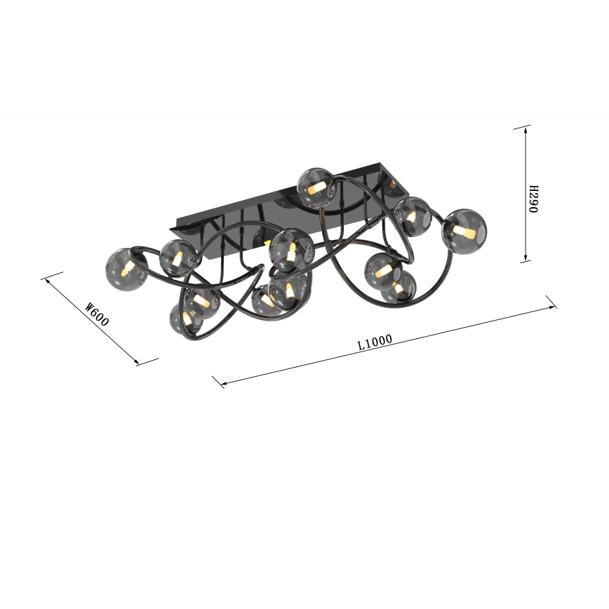 Wofi 9014-1205 - LED Bevestigde Hanglamp NANCY 12xG9/3,5W/230V zwart/glanzend chroom