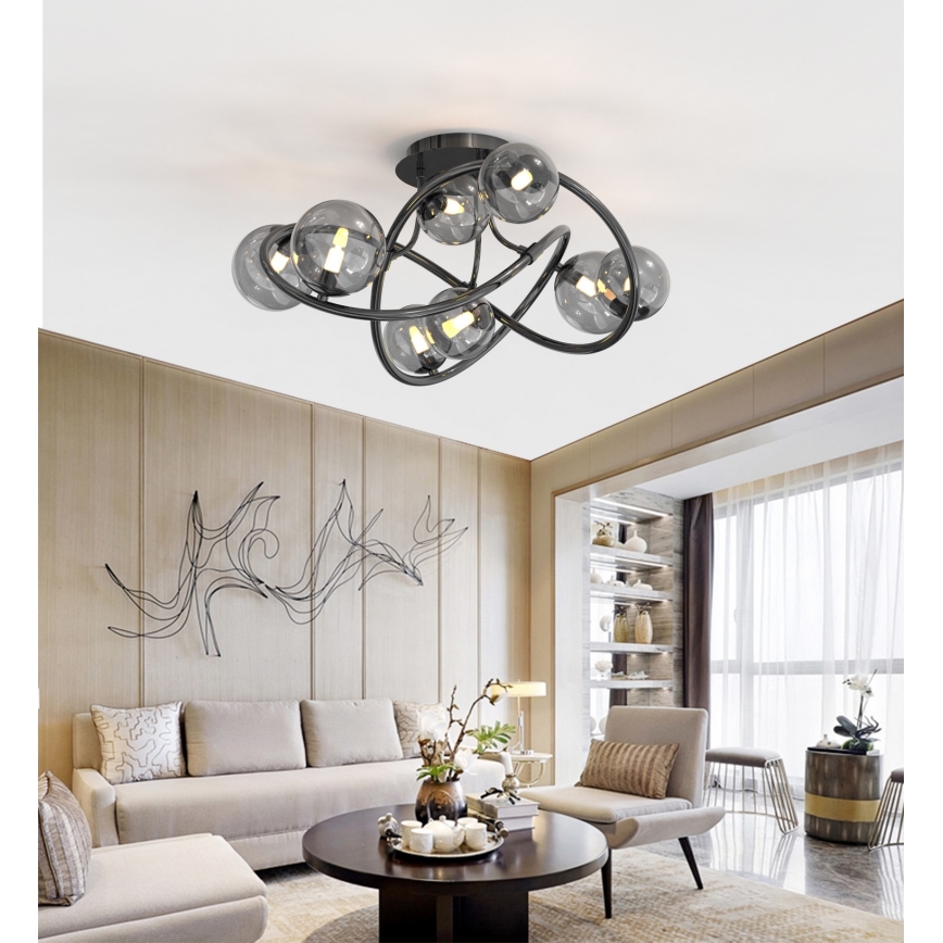 Wofi 9014-805 - LED Bevestigde Hanglamp NANCY 8xG9/3,5W/230V zwart/glanzend chroom