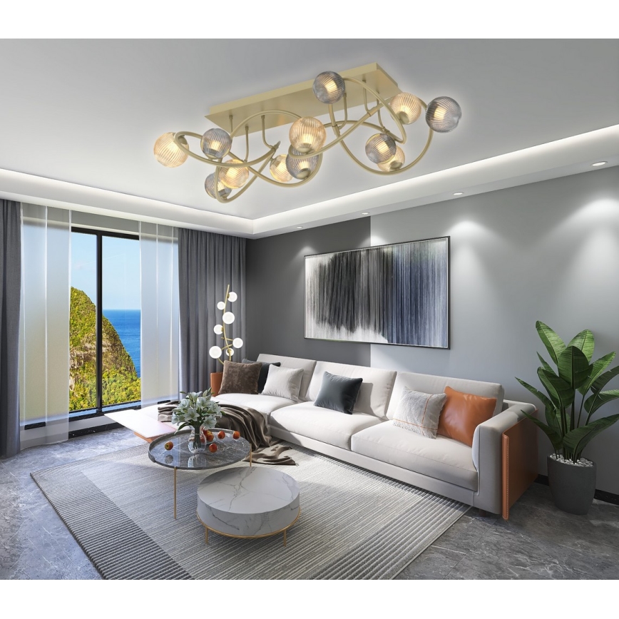Wofi 9015-1204 - LED Bevestigde Hanglamp METZ 12xG9/3,5W/230V goud/grijs