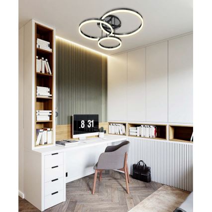 Wofi 9049-405 - Dimbare LED bevestigde hanglamp PERPIGNAN LED/51W/230V zwart/glanzend chroom
