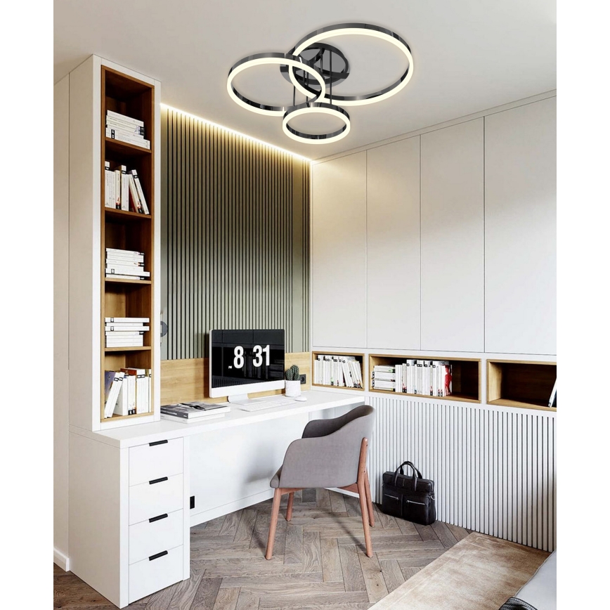 Wofi 9049-405 - Dimbare LED bevestigde hanglamp PERPIGNAN LED/51W/230V zwart/glanzend chroom