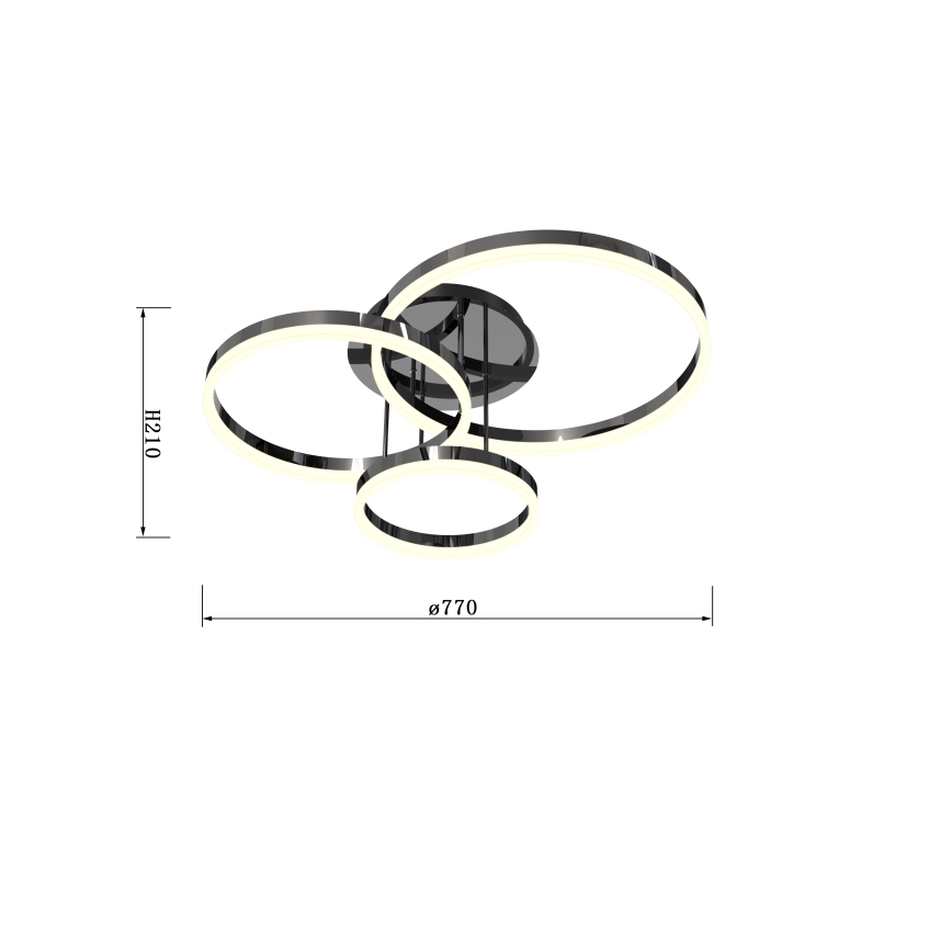 Wofi 9049-405 - Dimbare LED bevestigde hanglamp PERPIGNAN LED/51W/230V zwart/glanzend chroom